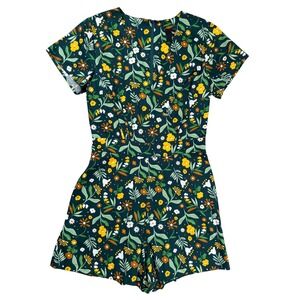 New ModCloth x Collectif Playsuit Women S Green Floral Theresa Meadow Romper NWT